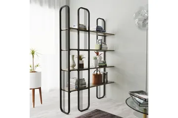 Pemu Bogreol 125 cm i Metal med Træplade - Sort - Opbevaring - Hylder & Reoler - Bogreol