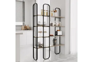 Pemu Bogreol 125 cm i Metal med Træplade - Sort - Opbevaring - Hylder & Reoler - Bogreol