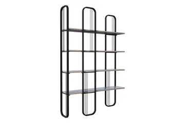 Pemu Bogreol 125 cm i Metal med Træplade - Sort - Opbevaring - Hylder & Reoler - Bogreol