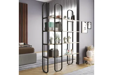 Pemu Bogreol 125 cm i Metal med Træplade - Sort - Opbevaring - Hylder & Reoler - Bogreol