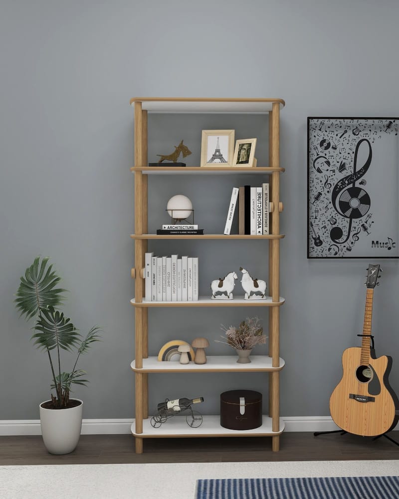 Pienk Bogreol 80x174 cm - Eg og hvid - Opbevaring - Hylder & Reoler - Bogreol