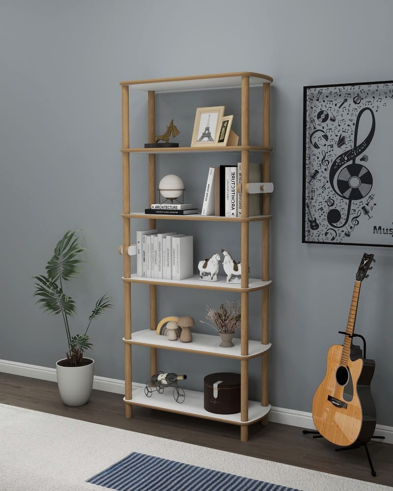 Pienk Bogreol 80x174 cm - Eg og hvid - Opbevaring - Hylder & Reoler - Bogreol