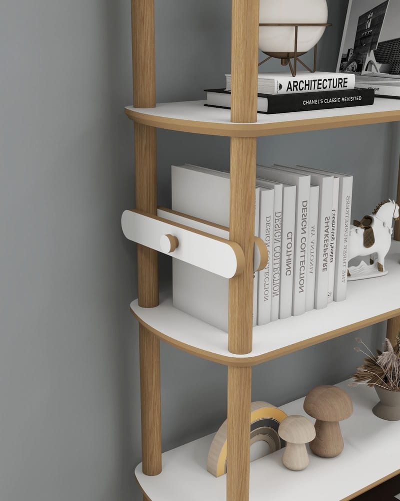 Pienk Bogreol 80x174 cm - Eg og hvid - Opbevaring - Hylder & Reoler - Bogreol