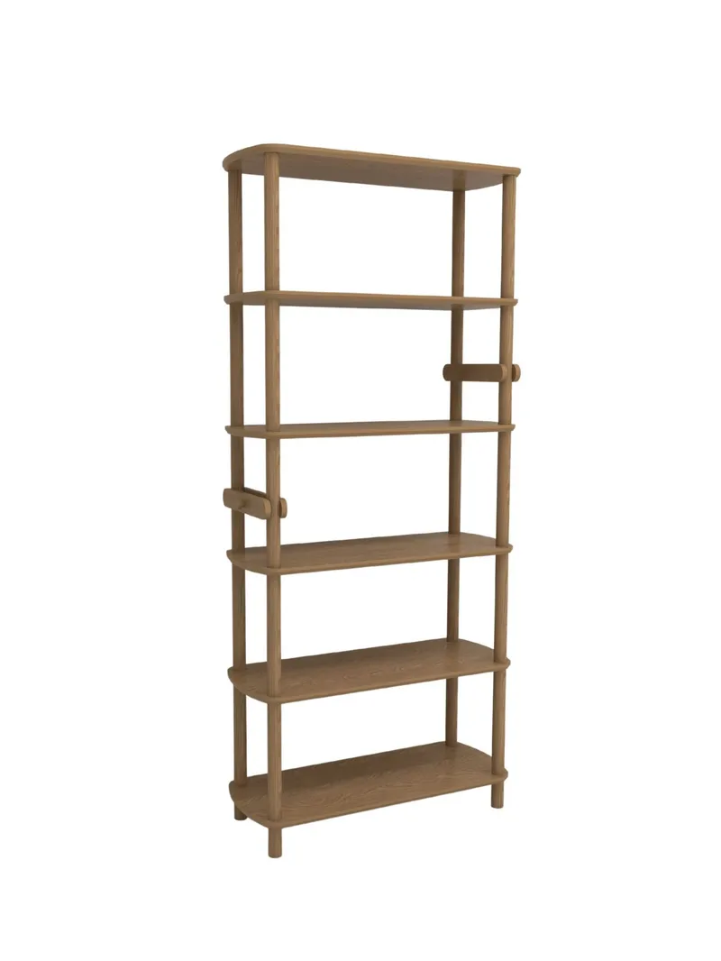 Pienk Høj Bogreol 80 cm i Eg, Brun