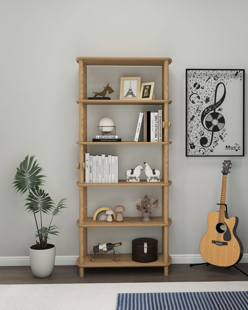 Pienk Høj Bogreol 80 cm i Eg - Brun - Opbevaring - Hylder & Reoler - Bogreol