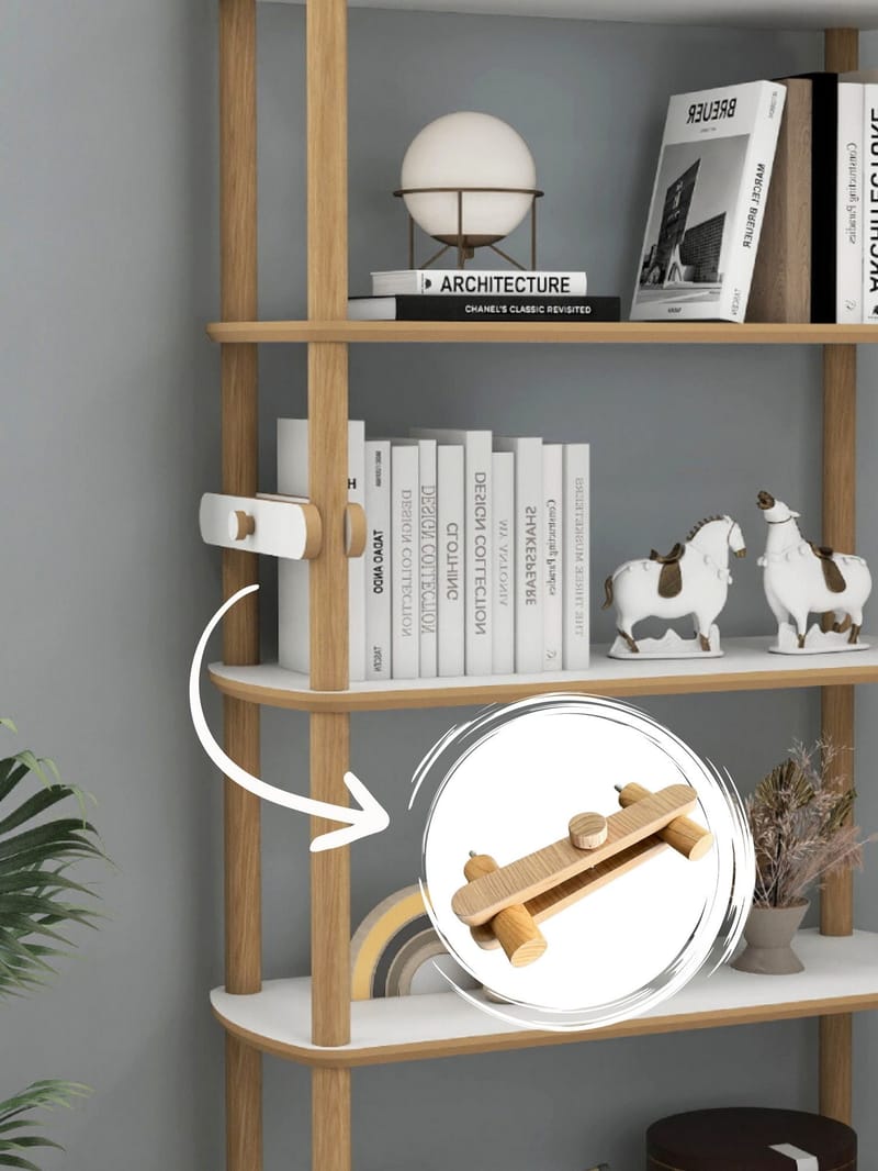Pienk Høj Bogreol 80 cm i Eg og - Hvid|Brun - Opbevaring - Hylder & Reoler - Bogreol