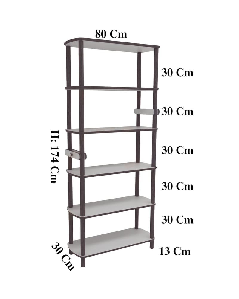 Pienk Høj Bogreol 80 cm i Eg og - Hvid|Brun - Opbevaring - Hylder & Reoler - Bogreol