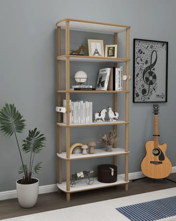 Pienk Høj Bogreol 80 cm i Eg og - Hvid|Brun - Opbevaring - Hylder & Reoler - Bogreol