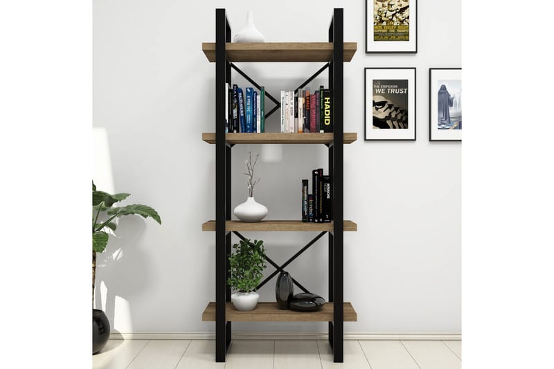 Puqa Bogreol 66 cm i Valnød - Brun - Opbevaring - Hylder & Reoler - Bogreol