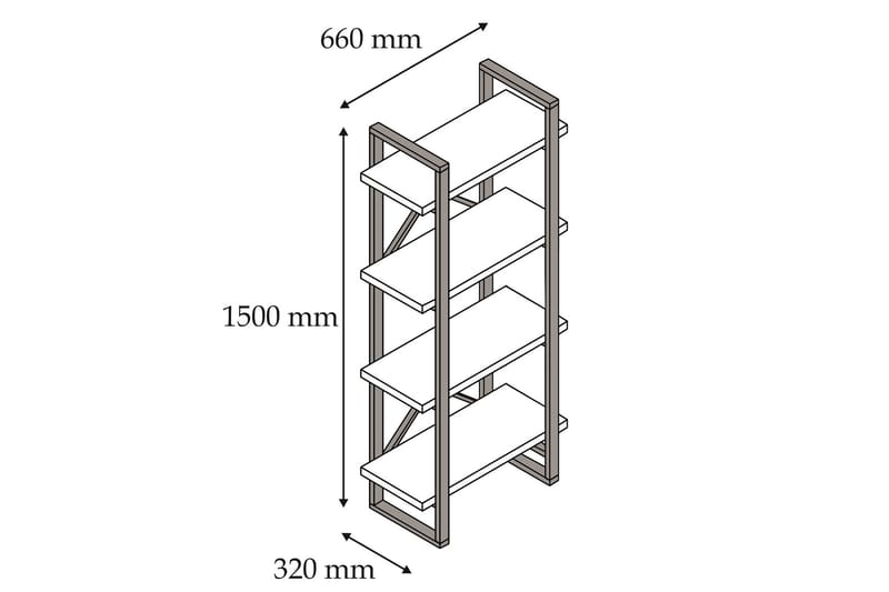 Puqa Bogreol 66 cm i Valnød - Brun - Opbevaring - Hylder & Reoler - Bogreol
