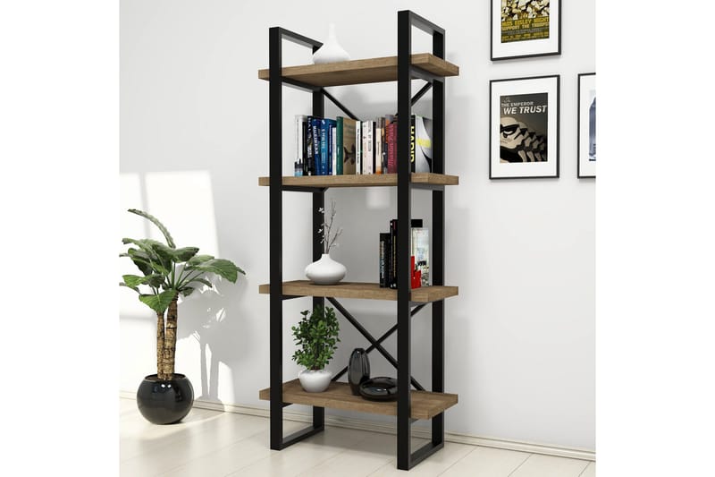 Puqa Bogreol 66 cm i Valnød - Brun - Opbevaring - Hylder & Reoler - Bogreol