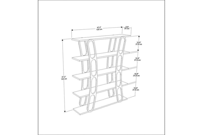 Quenla Reol 120 cm - Guld/Hvid - Opbevaring - Hylder & Reoler - Bogreol