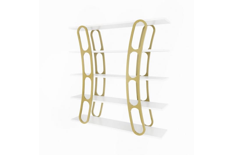 Quenla Reol 120 cm - Guld/Hvid - Opbevaring - Hylder & Reoler - Bogreol
