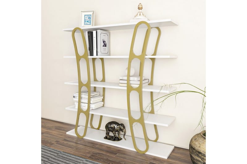 Quenla Reol 120 cm - Guld/Hvid - Opbevaring - Hylder & Reoler - Bogreol