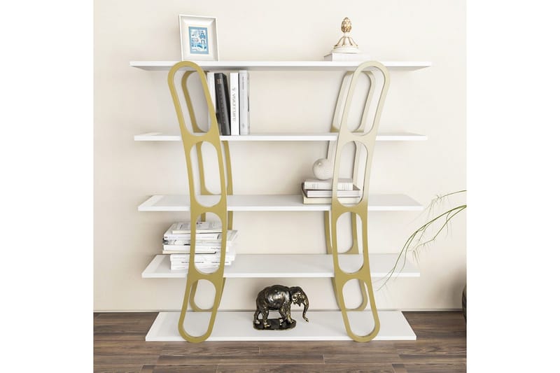 Quenla Reol 120 cm - Guld/Hvid - Opbevaring - Hylder & Reoler - Bogreol