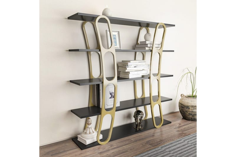 Quenla Reol 120 cm - Guld/Sort - Opbevaring - Hylder & Reoler - Bogreol