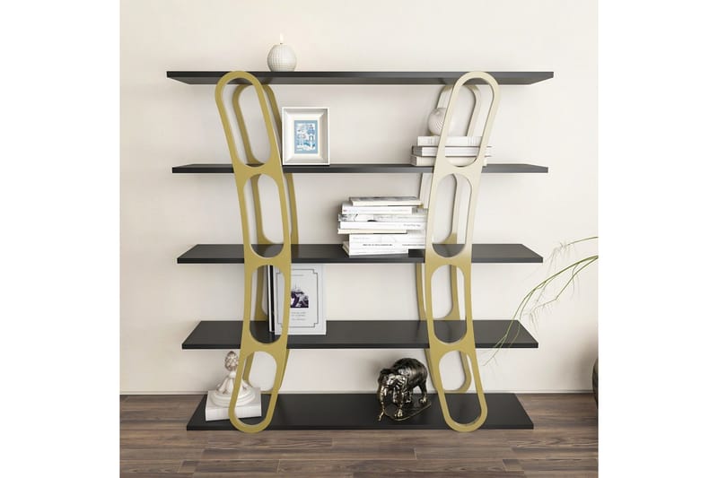 Quenla Reol 120 cm - Guld/Sort - Opbevaring - Hylder & Reoler - Bogreol