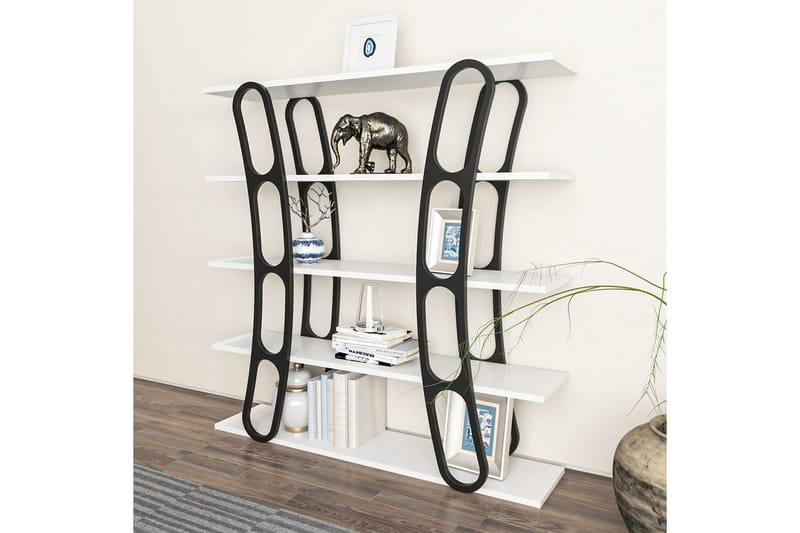 Quenla Reol 120 cm - Sort/Hvid - Opbevaring - Hylder & Reoler - Bogreol