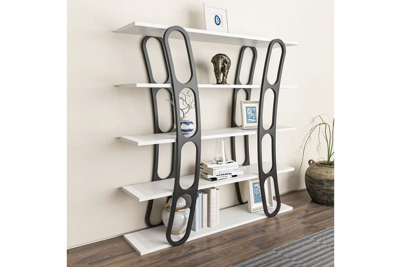 Quenla Reol 120 cm - Sort/Hvid - Opbevaring - Hylder & Reoler - Bogreol