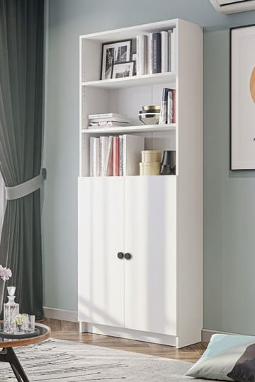 Reol Hanah Home Bili 5 hylder 2 låg (80 x 200 x 28 cm) hvid - Opbevaring - Hylder & Reoler - Bogreol