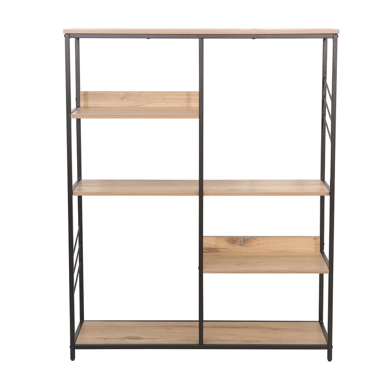 Reol HOME4YOU Dimitra 100x30x124 cm rustik/sort - lyst rustikt træ/sort - Opbevaring - Hylder & Reoler - Hylder & hyldeknægte