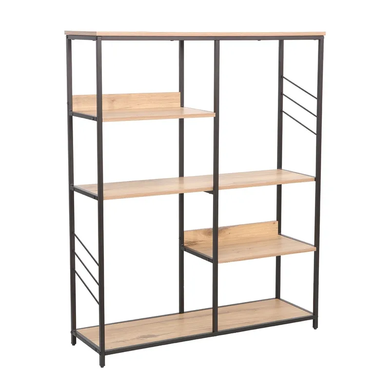 Reol HOME4YOU Dimitra 100x30x124 cm rustik/sort, lyst rustikt træ/sort