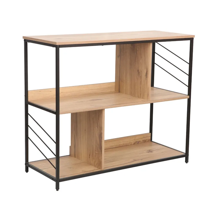 Reol HOME4YOU Dimitra 100x40x835 cm Rustik/Sort, lyst rustikt træ/sort