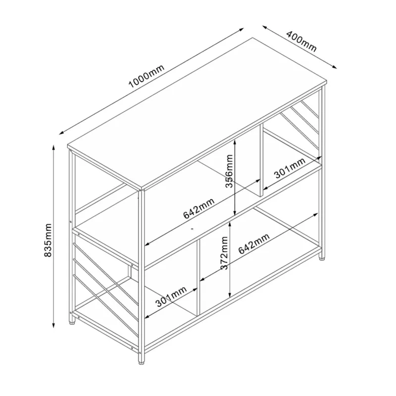 Reol HOME4YOU Dimitra 100x40x835 cm Rustik/Sort - lyst rustikt træ/sort - Opbevaring - Hylder & Reoler - Hylder & hyldeknægte