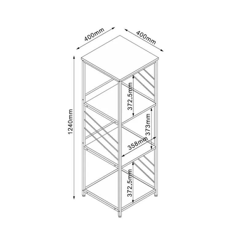 Reol HOME4YOU Dimitra 40x40x124 cm rustik/sort - lyst rustikt træ/sort - Opbevaring - Hylder & Reoler - Hylder & hyldeknægte