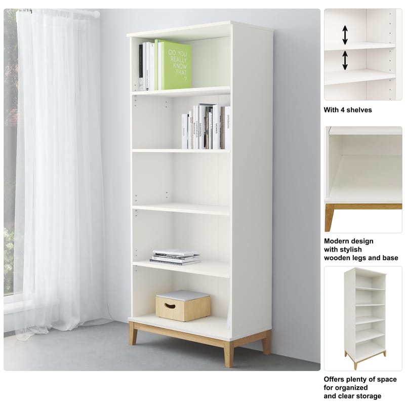 Reol Loft24 Pelle Hvid/Wotan-eg - Hvid/Wotan-eg - Opbevaring - Hylder & Reoler - Bogreol