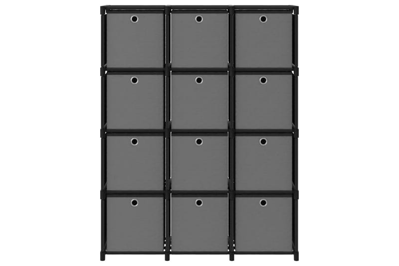 Displayreol Med 12 Rum Og Kasser 103x30x141 cm Stof Sort - Opbevaring - Hylder & Reoler - Reolsystem