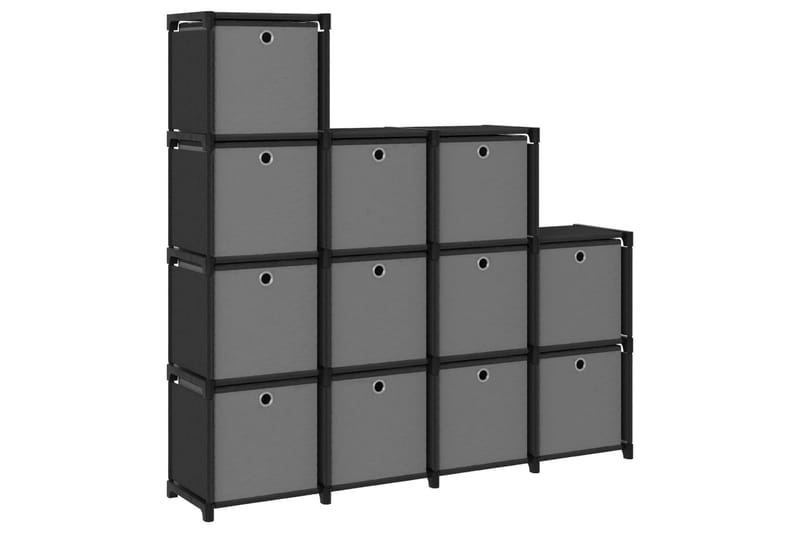 Displayreol Med 12 Rum Og Kasser 103x30x141 cm Stof Sort - Opbevaring - Hylder & Reoler - Reolsystem