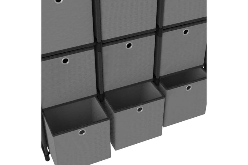 Displayreol Med 12 Rum Og Kasser 103x30x141 cm Stof Sort - Opbevaring - Hylder & Reoler - Reolsystem