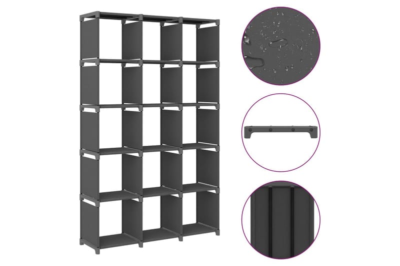 Displayreol Med 15 Kubeformede Rum 103x30x175,5 cm Stof Grå - Opbevaring - Hylder & Reoler - Reolsystem