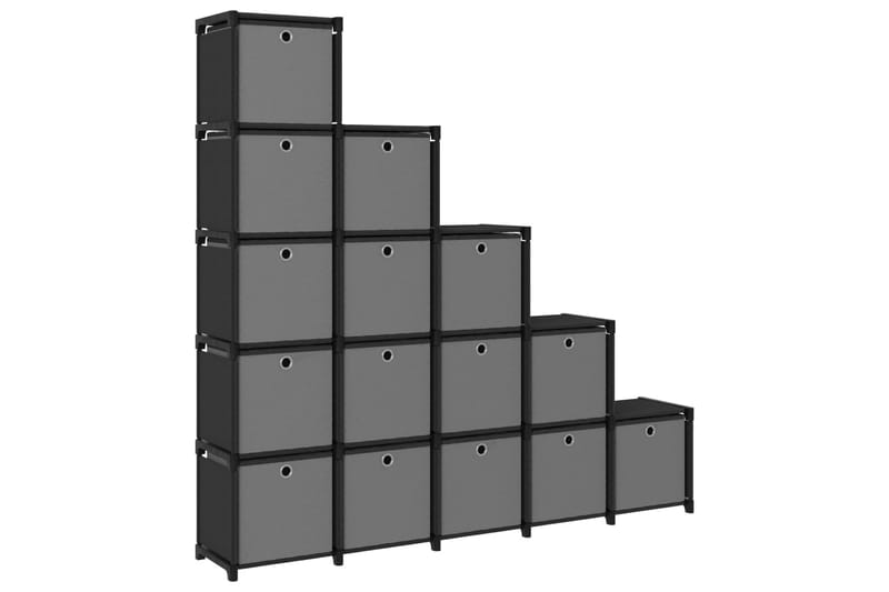 Displayreol Med 15 Rum Og Kasser 103x30x175,5 cm Stof Sort - Opbevaring - Hylder & Reoler - Reolsystem