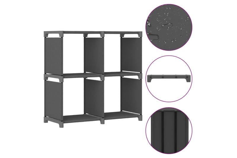 Displayreol Med 4 Kubeformede Rum 69x30x72,5 cm Stof Grå - Opbevaring - Hylder & Reoler - Reolsystem