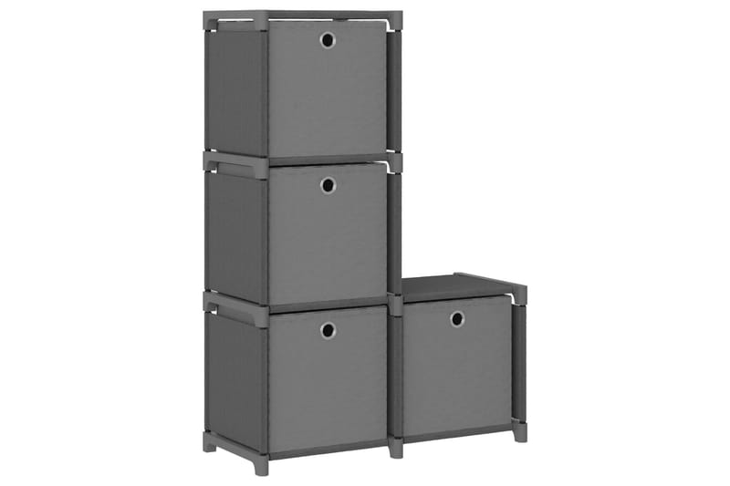 Displayreol Med 4 Rum Og Kasser 69x30x72,5 cm Stof Grå - Opbevaring - Hylder & Reoler - Reolsystem