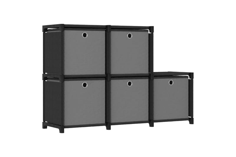 Displayreol Med 5 Rum Og Kasser 103x30x72,5 cm Stof Sort - Opbevaring - Hylder & Reoler - Reolsystem