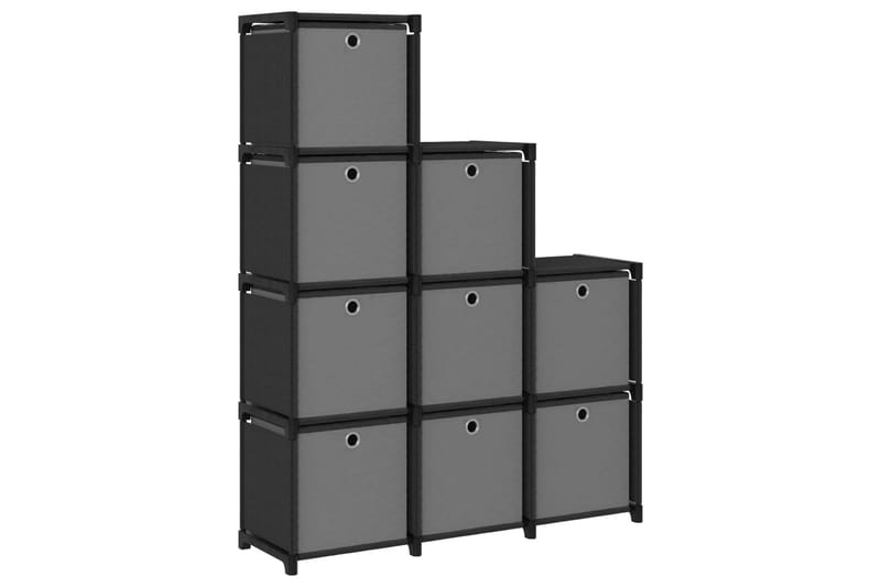 Displayreol Med 9 Rum Og Kasser 103x30x107,5 cm Stof Sort - Opbevaring - Hylder & Reoler - Reolsystem
