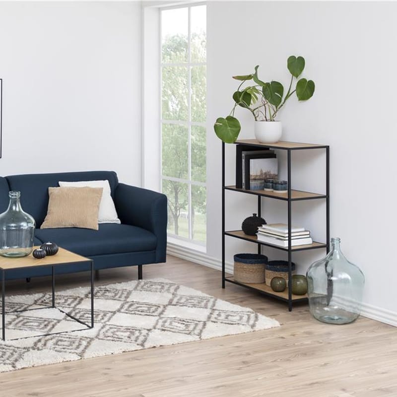 Seaford Bogreol 77 cm i Træ med Metalstel - Brun|Sort - Opbevaring - Hylder & Reoler - Bogreol