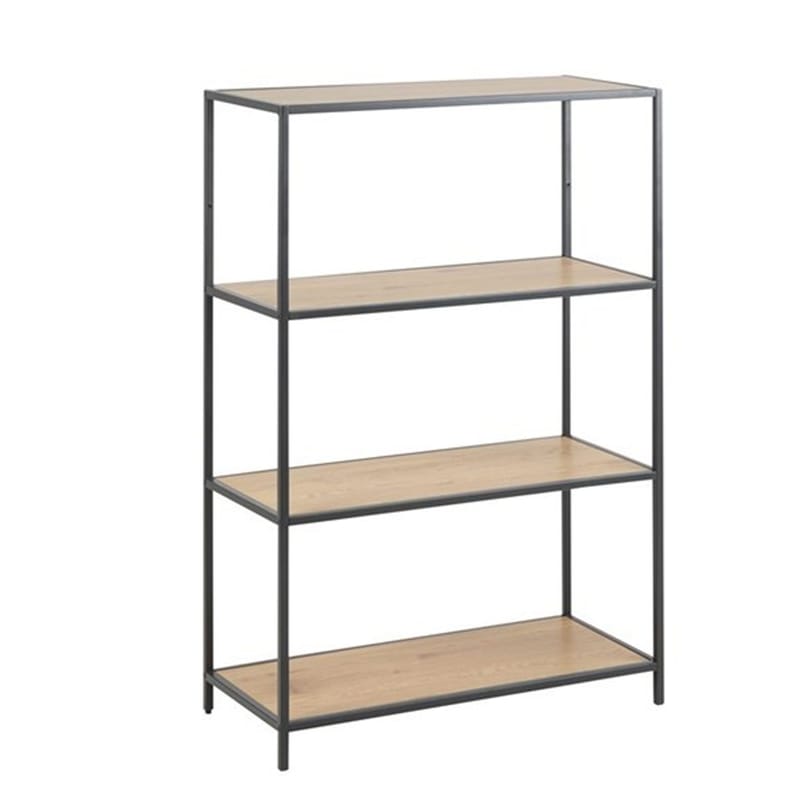 Seaford Bogreol 77 cm i Træ med Metalstel, Brun|Sort