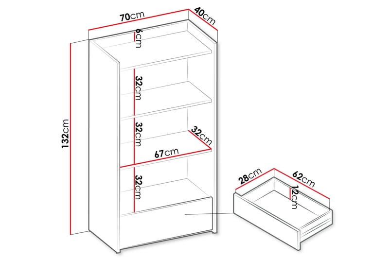 Sigmana Bogreol 70x40 cm - Grå - Opbevaring - Hylder & Reoler - Bogreol