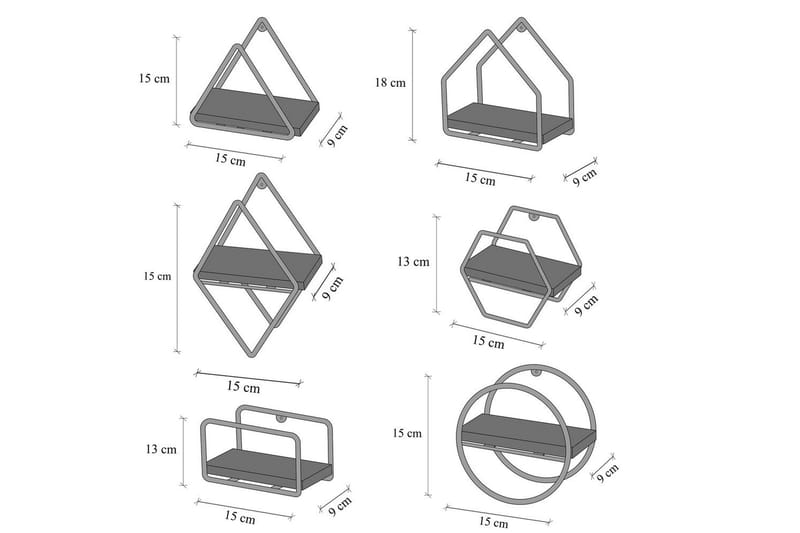 Sorab Vægmonteret Hylde 15 cm - Guld/Sort - Opbevaring - Hylder & Reoler - Væghylde & vægreol