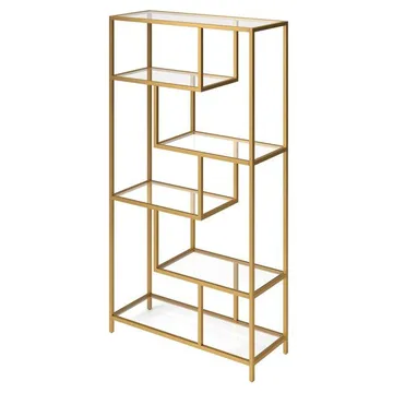 Sorena Bogreol 90x172 cm - Guld og transparent - Opbevaring - Hylder & Reoler - Bogreol