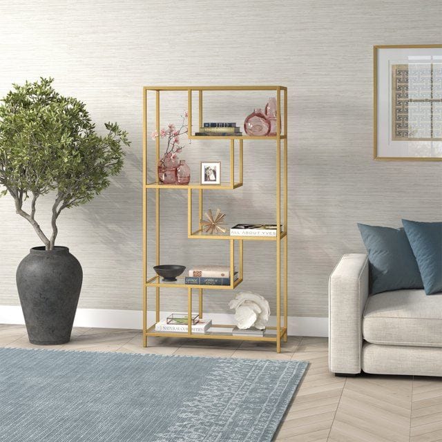 Sorena Bogreol 90x172 cm - Guld og transparent - Opbevaring - Hylder & Reoler - Bogreol