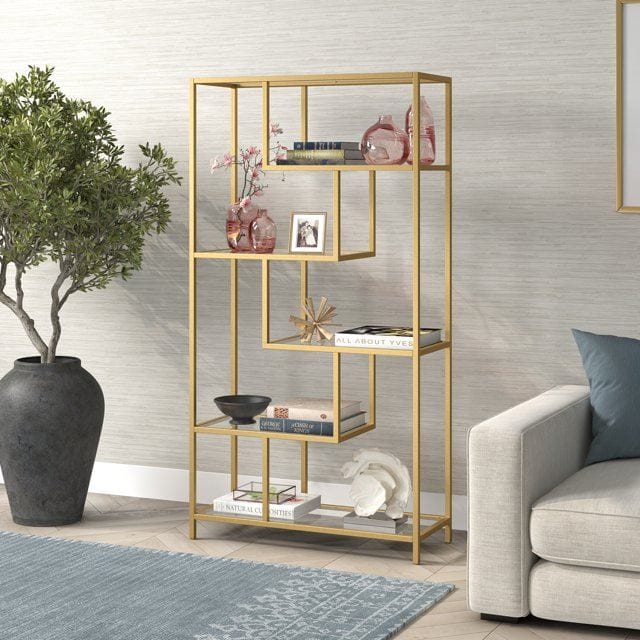 Sorena Bogreol 90x172 cm - Guld/transparent - Opbevaring - Hylder & Reoler - Bogreol