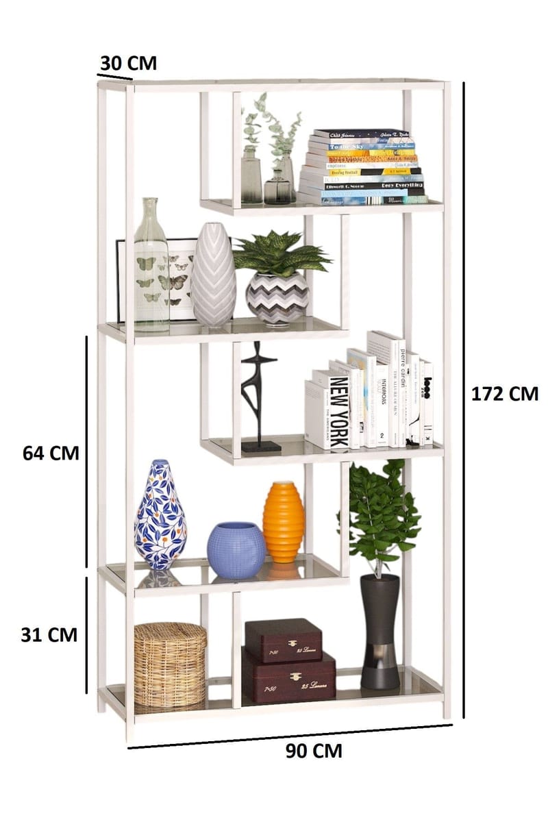 Sorena Bogreol 90x172 cm - Hvid og transparent - Opbevaring - Hylder & Reoler - Bogreol