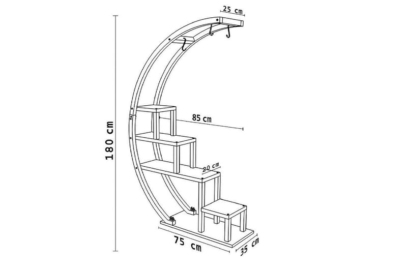 Gardellis Stigereol 85x35 cm - Sort - Opbevaring - Hylder & Reoler - Stigereol