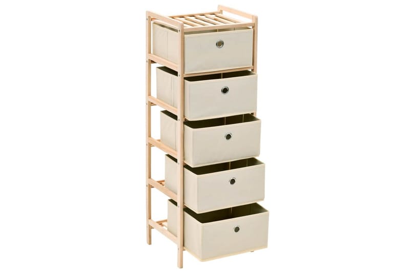 Opbevaringsstativ Med 5 Stofkurve Cedertræ Beige - Beige - Opbevaring - Hylder & Reoler - Stigereol