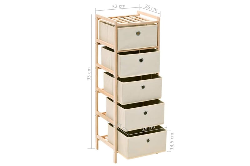 Opbevaringsstativ Med 5 Stofkurve Cedertræ Beige - Beige - Opbevaring - Hylder & Reoler - Stigereol